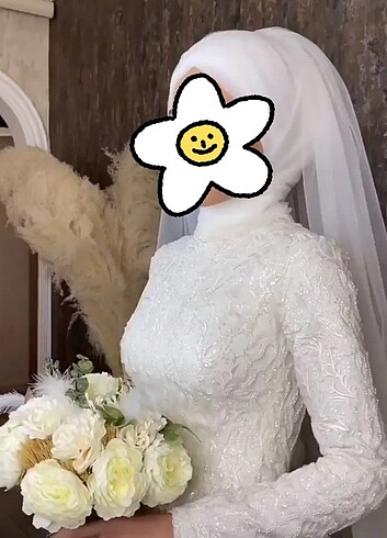 34 Beden beyaz Renk Tesettür gelinlik