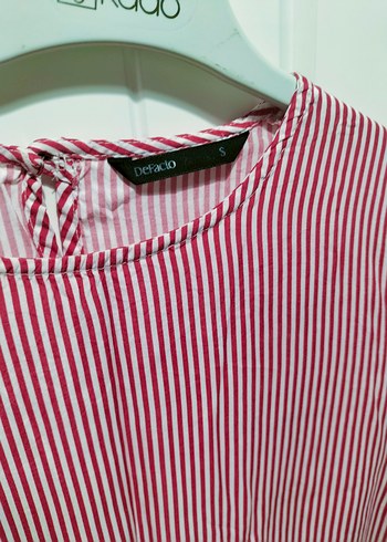 Kırmızı Çizgili Uzun Kollu Kadın Gömlek - Görsel 5