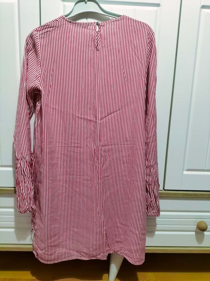 Kırmızı Çizgili Uzun Kollu Kadın Gömlek - Görsel 4