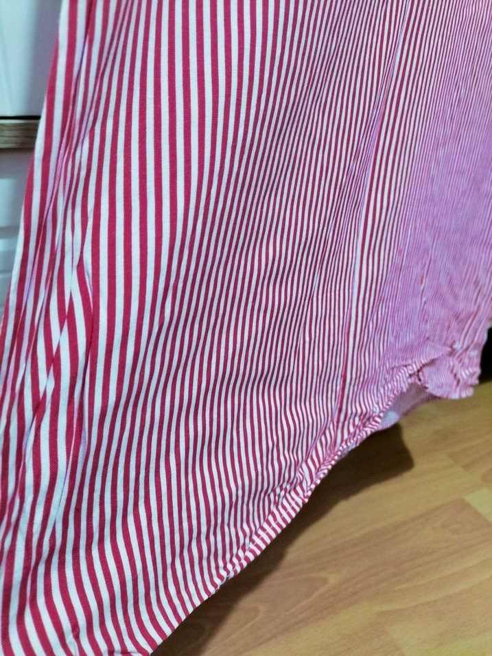 Kırmızı Çizgili Uzun Kollu Kadın Gömlek - Görsel 2