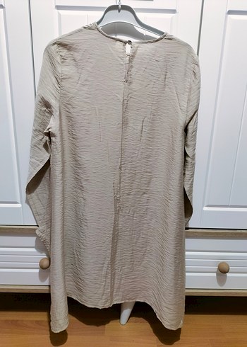 Bej Keten Kadın Midi Tunik - Görsel 3