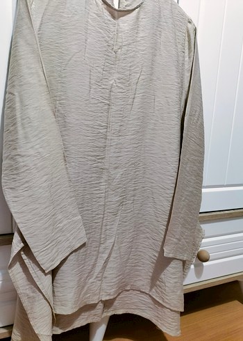 Bej Keten Kadın Midi Tunik - Görsel 2