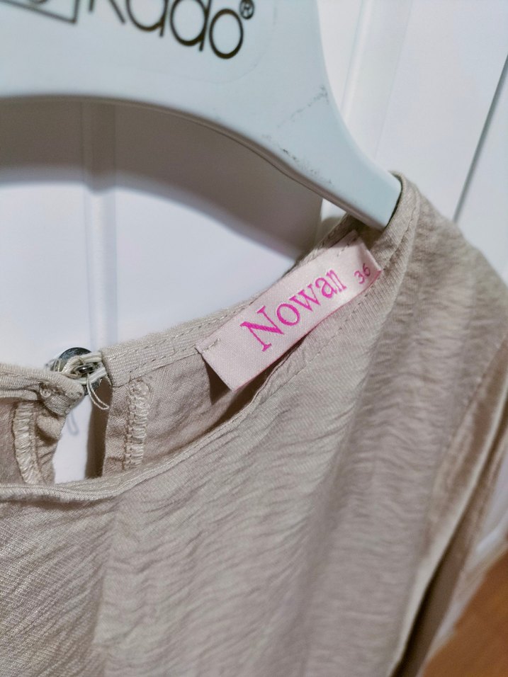 Bej Keten Kadın Midi Tunik - Görsel 5