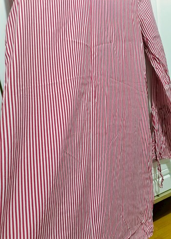 Kırmızı Çizgili Uzun Kollu Kadın Tunik - Görsel 3