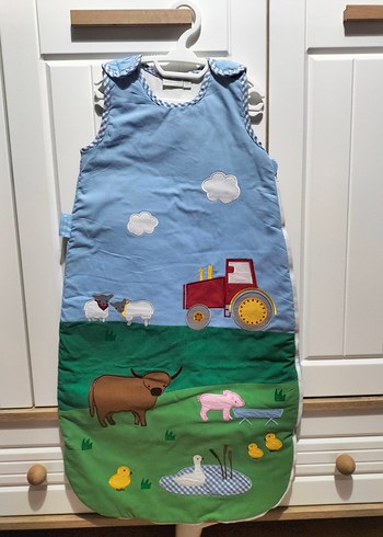 Mavi Çiftlik Desenli Bebek Uyku Tulumu - Görsel 2