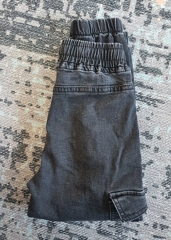 Erkek Çocuk Gri Bol Kesim Kargo Kot Pantolon - Görsel 3