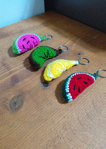 Renkli Örgü Bohem Anahtarlık Seti - Görsel 3