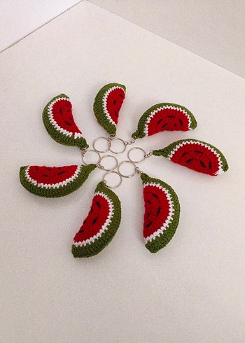 Renkli Örgü Karpuz Anahtarlık - Görsel 2