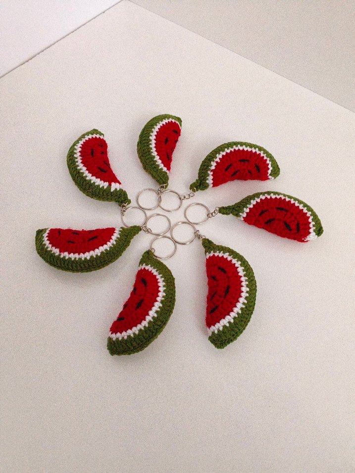 Renkli Örgü Karpuz Anahtarlık - Görsel 2