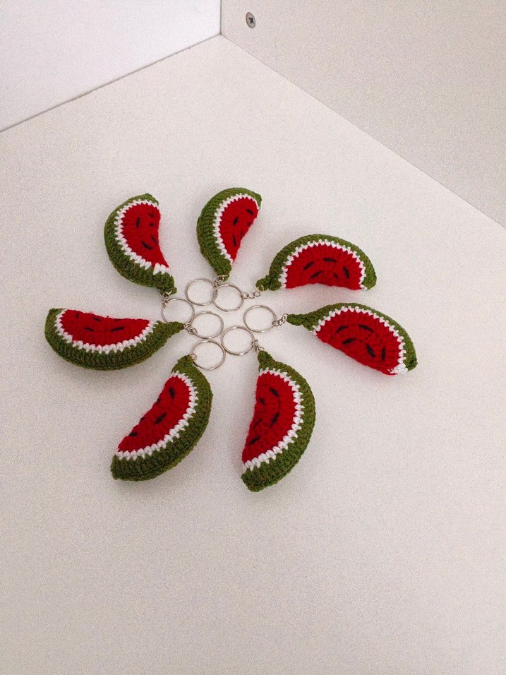 Renkli Örgü Karpuz Anahtarlık - Görsel 3