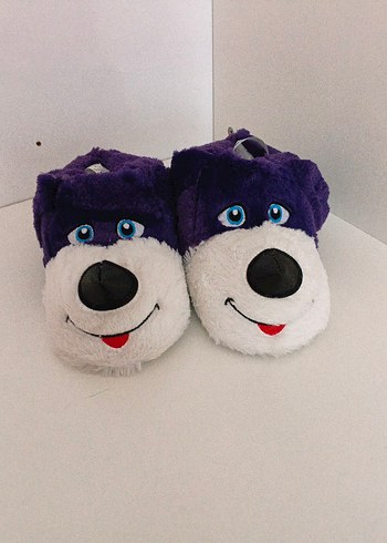 kız Çocuk Mor Peluş Hayvanlı Ev Terliği - Görsel 2