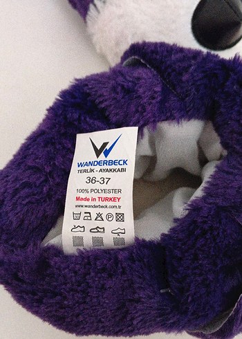 kız Çocuk Mor Peluş Hayvanlı Ev Terliği - Görsel 4