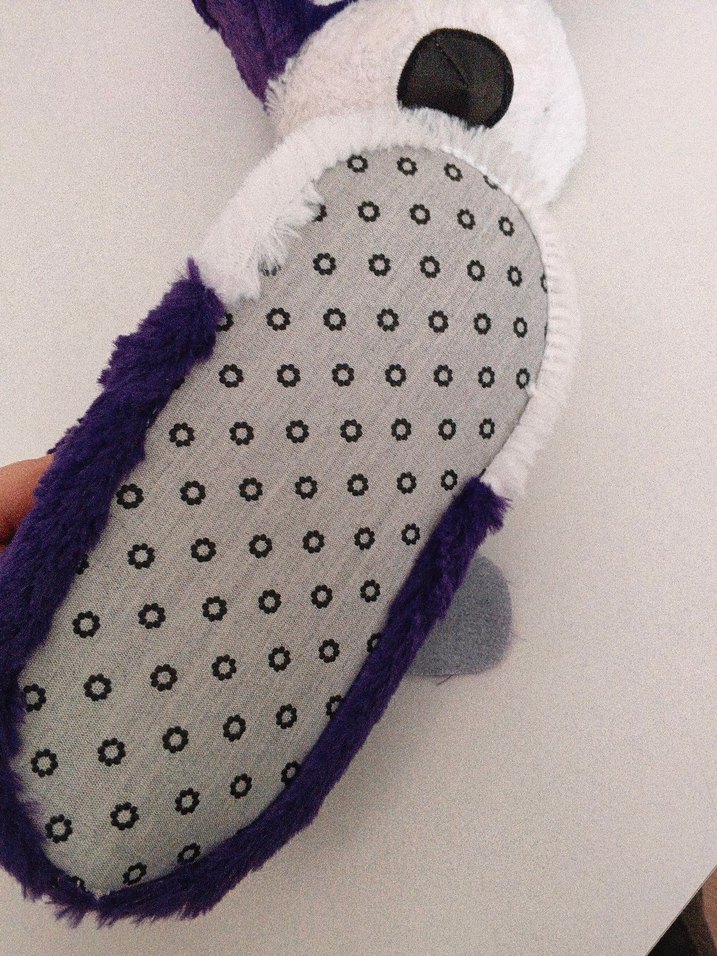 kız Çocuk Mor Peluş Hayvanlı Ev Terliği - Görsel 5