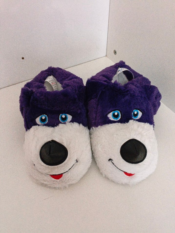 kız Çocuk Mor Peluş Hayvanlı Ev Terliği - Görsel 3