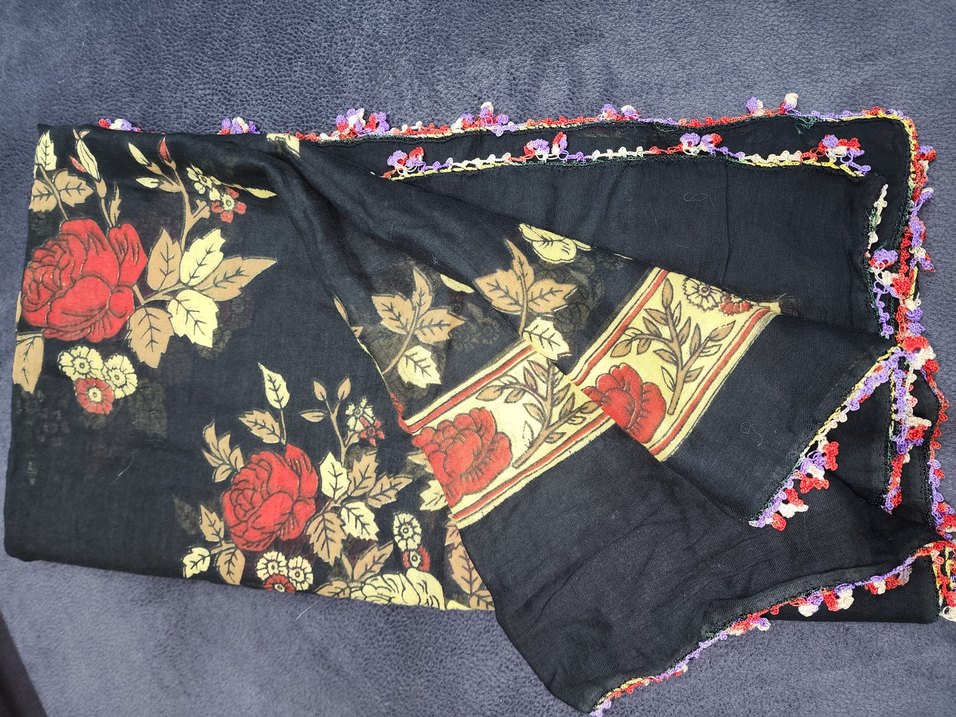 Çiçek Desenli Çok Renkli Bohem Kadın Fuları - Görsel 3