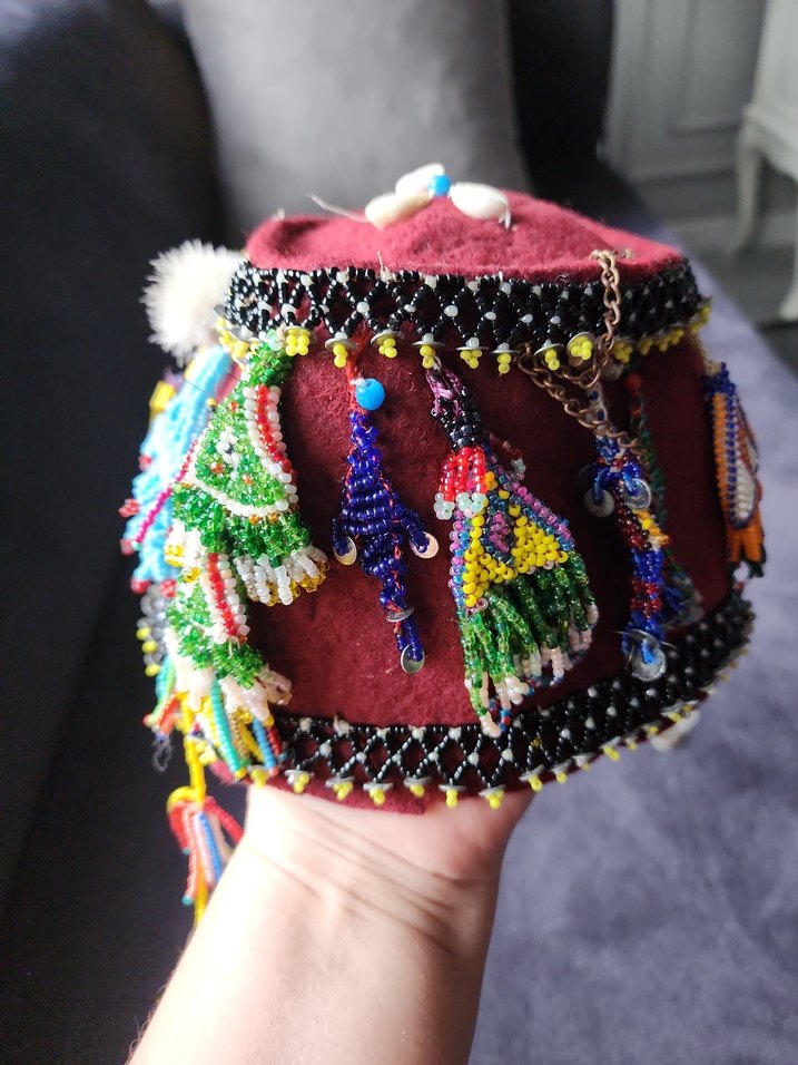 El İşlemeli Renkli Boncuklu felin fesi - Görsel 4