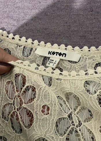 Vintage Krem Tül Bluz - Görsel 4