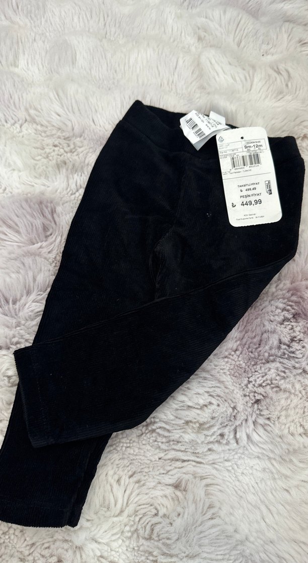 Kız Çocuk Siyah Sıkı Kesim Tayt Velcro - Görsel 4