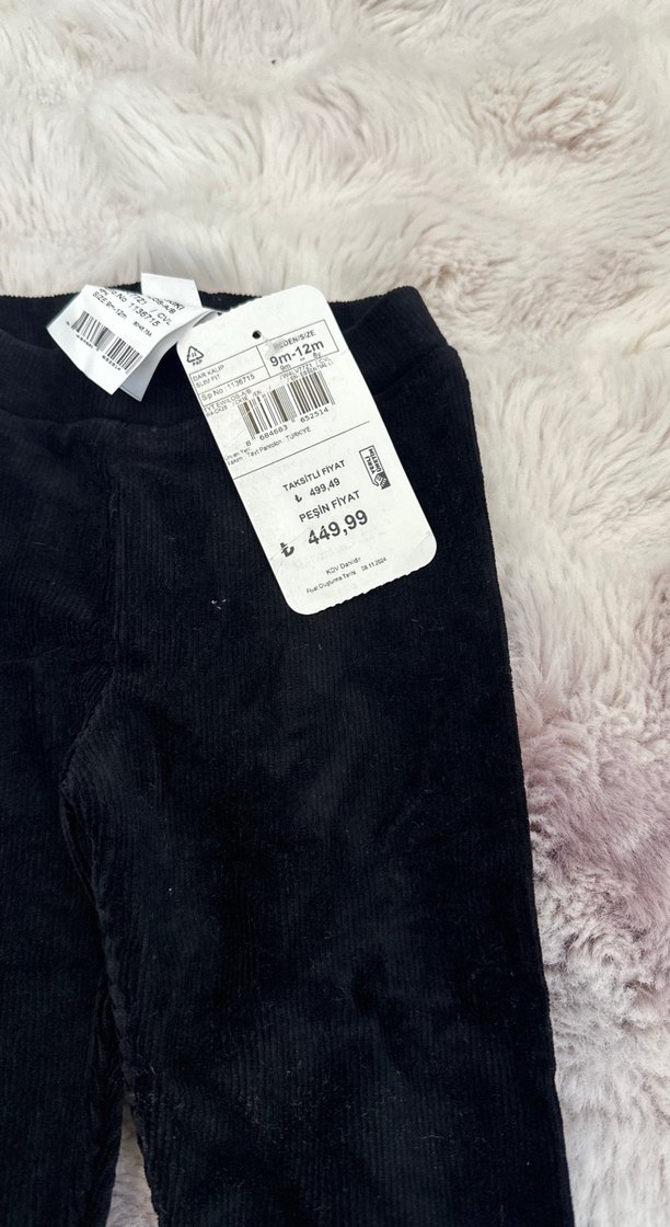 Kız Çocuk Siyah Sıkı Kesim Tayt Velcro - Görsel 3