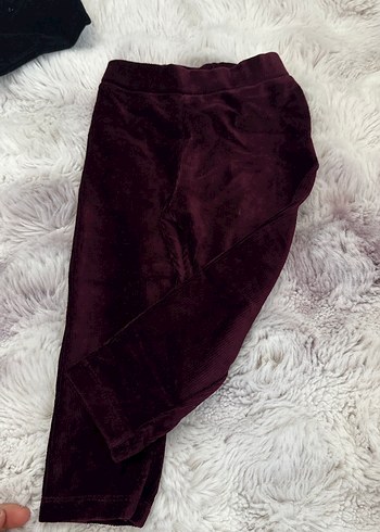 Bordo Kız Çocuk Kürklü Tayt - Görsel 2