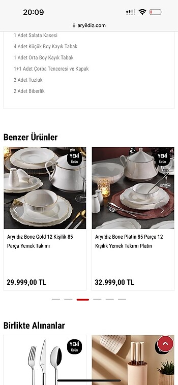 Aryıldız aryıldız 86 parça 12 kişilik yemek takım