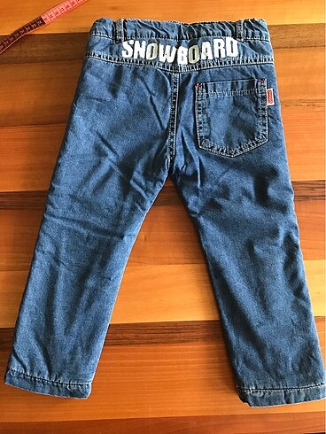 24-36 Ay Beden lacivert Renk Overdo Bebek Denim Pantolon (içi polar)