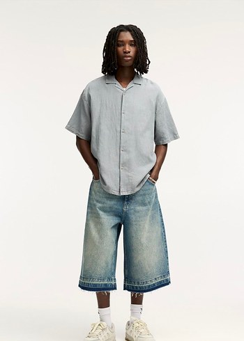 Pull&Bear Kısa kollu keten gömlek