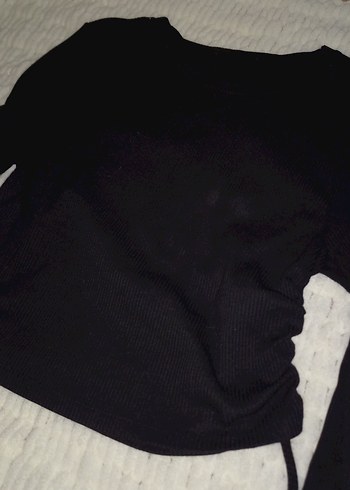 Zara Siyah beli büzgülü bluz
