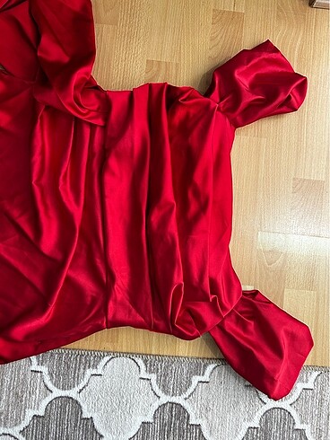 50 beden büyük beden kırmızı elbise - Görsel 6