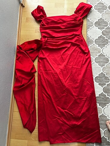 50 beden büyük beden kırmızı elbise - Görsel 7