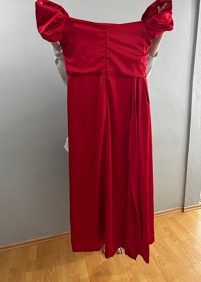 50 beden büyük beden kırmızı elbise - Görsel 3