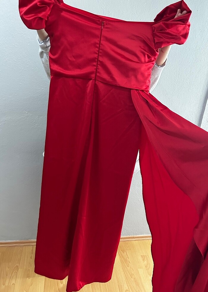 50 beden büyük beden kırmızı elbise - Görsel 4