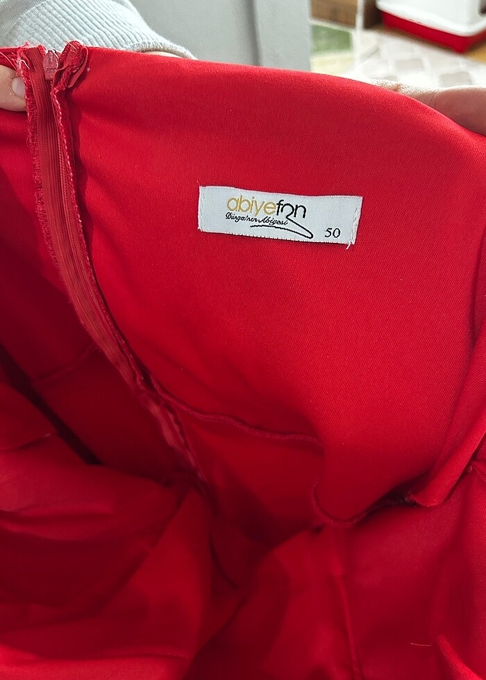 50 beden büyük beden kırmızı elbise - Görsel 5
