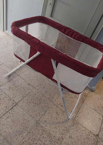 bordo ve beyaz Bebek Beşiği anne yanı - Görsel 5