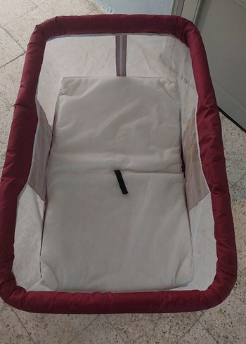 bordo ve beyaz Bebek Beşiği anne yanı - Görsel 2