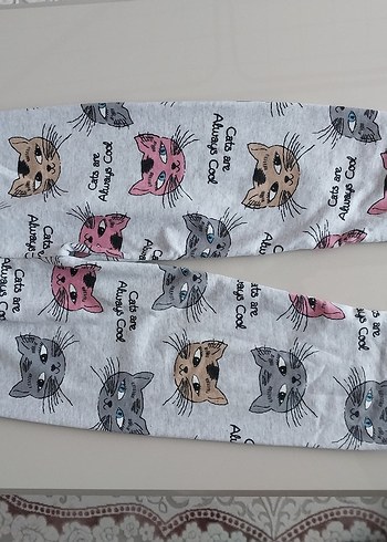 Gri Baskılı Kedi eşofman ve siyah eşofman altı - Görsel 4