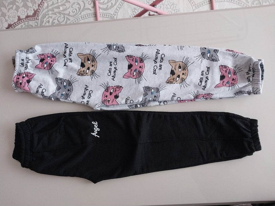 Gri Baskılı Kedi eşofman ve siyah eşofman altı - Görsel 2