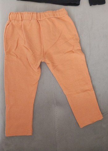 Baskılı Siyah Sweatshirt ve Turuncu eşofman  Takımı - Görsel 5