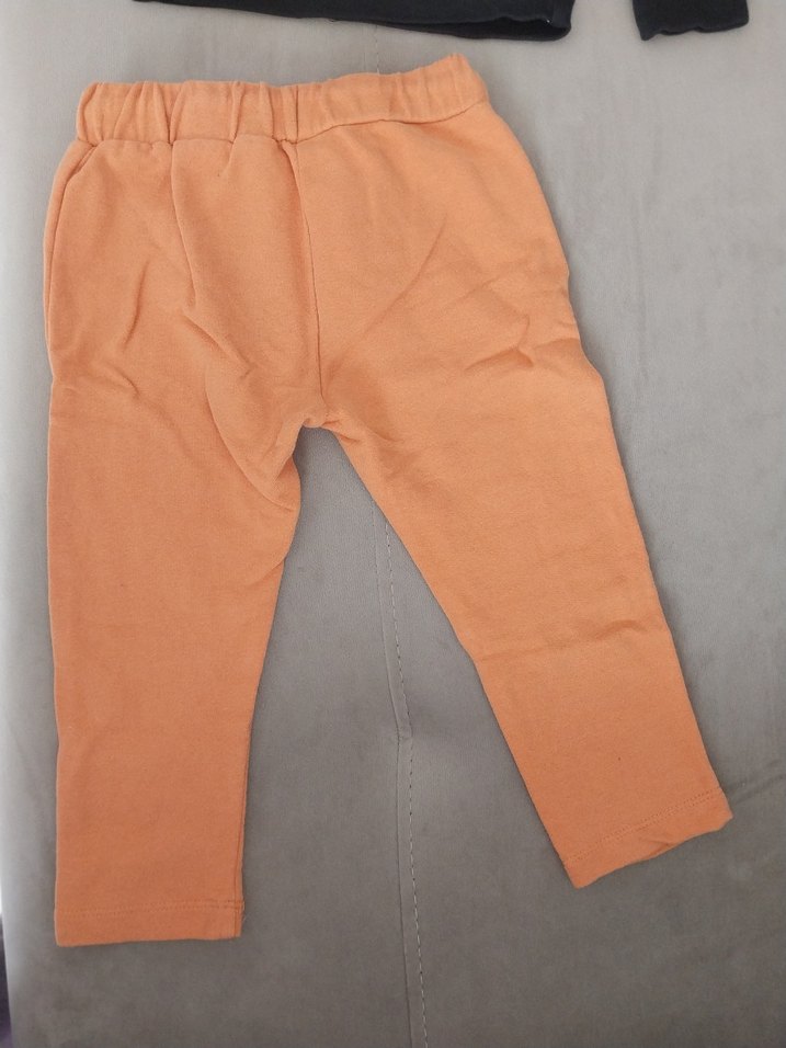 Baskılı Siyah Sweatshirt ve Turuncu eşofman  Takımı - Görsel 5