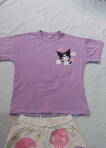 Mor Baskılı Rahat Kesim Kız Şort - Görsel 3