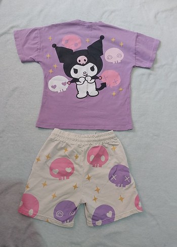 Mor Baskılı Rahat Kesim Kız Şort - Görsel 2