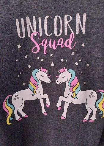 Kız Çocuk füme Unicorn Baskılı Sweatshirt - Görsel 2