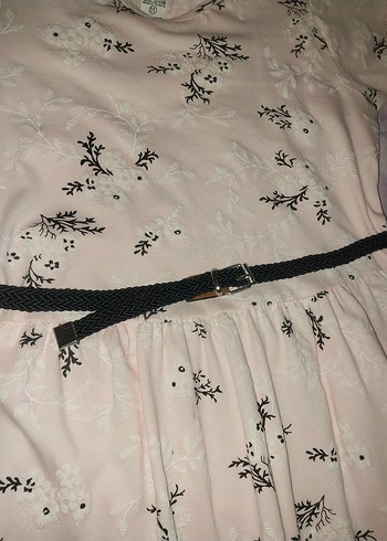 Kız Çocuk Pembe Kemerli Kısa Kollu Elbise - Görsel 3