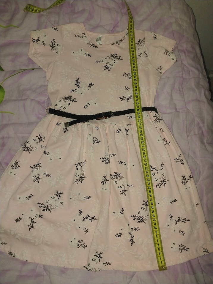 Kız Çocuk Pembe Kemerli Kısa Kollu Elbise - Görsel 4