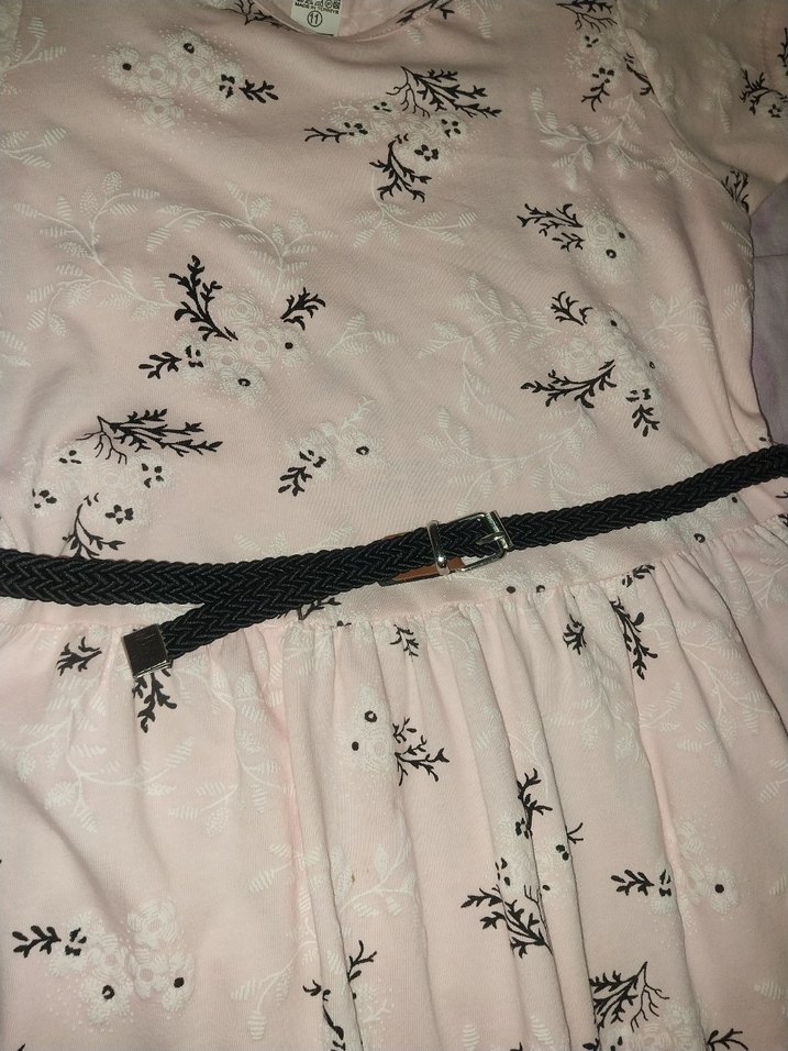 Kız Çocuk Pembe Kemerli Kısa Kollu Elbise - Görsel 3