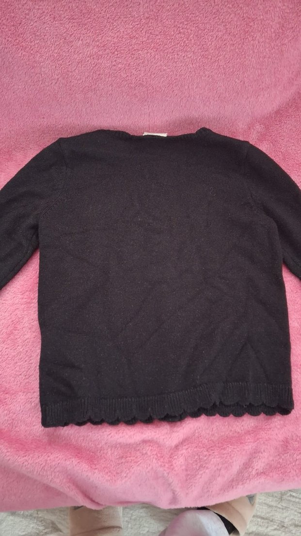 Kız Çocuk Siyah Düğmeli İnce Hırka - Görsel 3