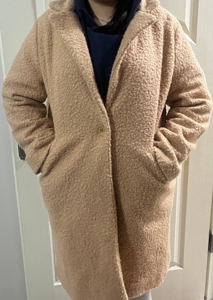 Bej Düğmeli Kadın Kaban - Görsel 3