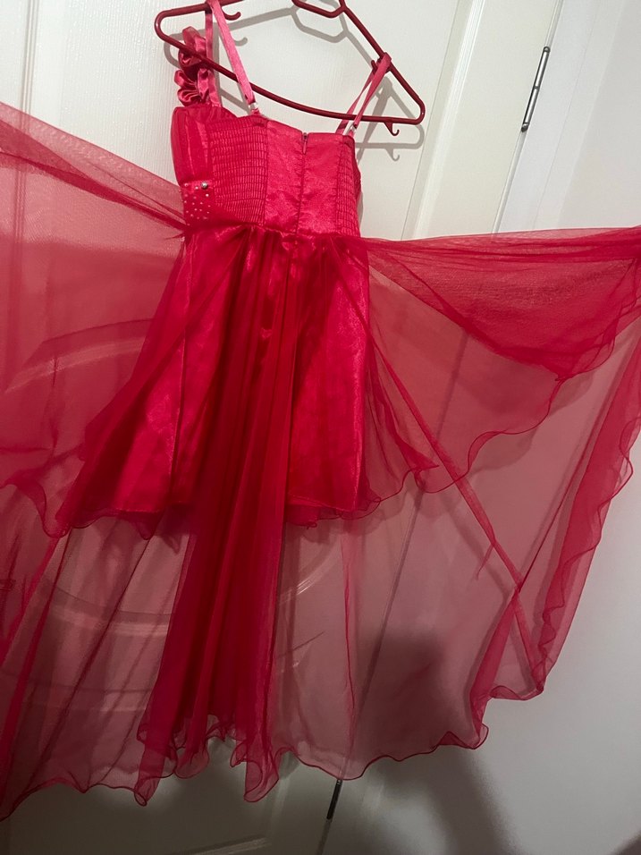 Kırmızı Çiçekli Fırfırlı Kız Elbisesi - Görsel 3