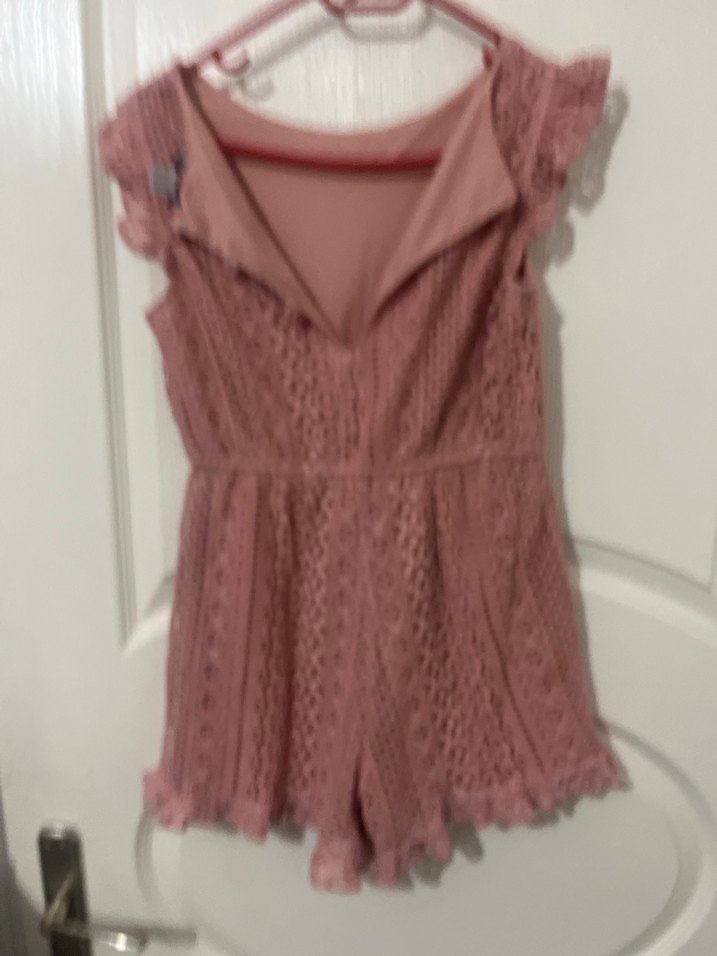 Pembe Dantelli Kız Çocuk Bohem şortlu tulum - Görsel 3