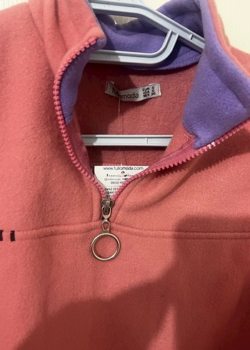 Kız Çocuk Bordo Yarım Fermuarlı Sweatshirt - Görsel 6